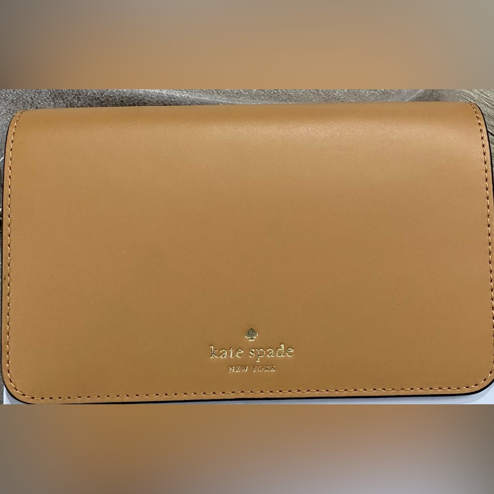 kate spade Kerri tan crossbody bag with gold logo